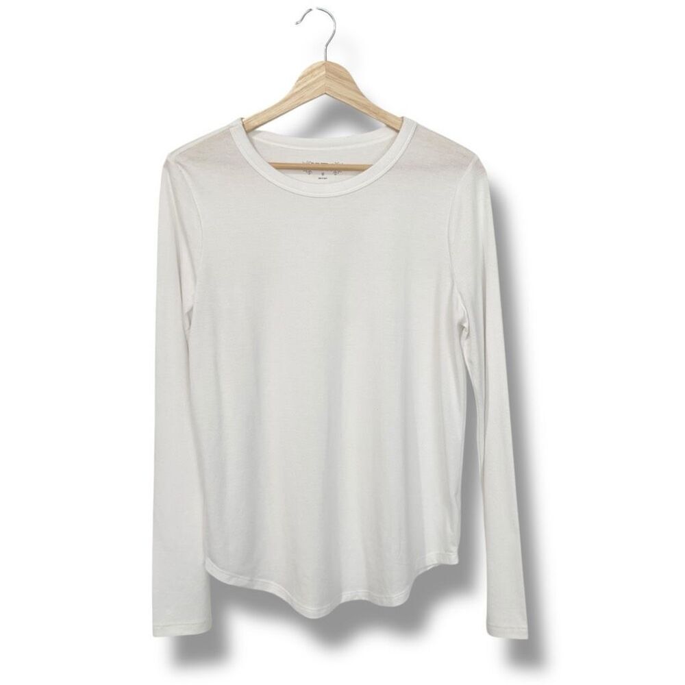 🔥4/$25 Mudd Women's White Long Sleeve Crew Neck T-Shirt Size Medium